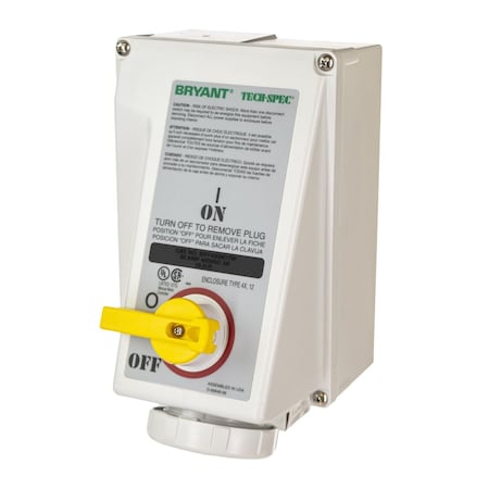 Bryant IEC Pin and Sleeve Device, Mech Interlocked Receptacle, 60A 3- Phase Delta 600V AC, Watertight BRY460MI5W